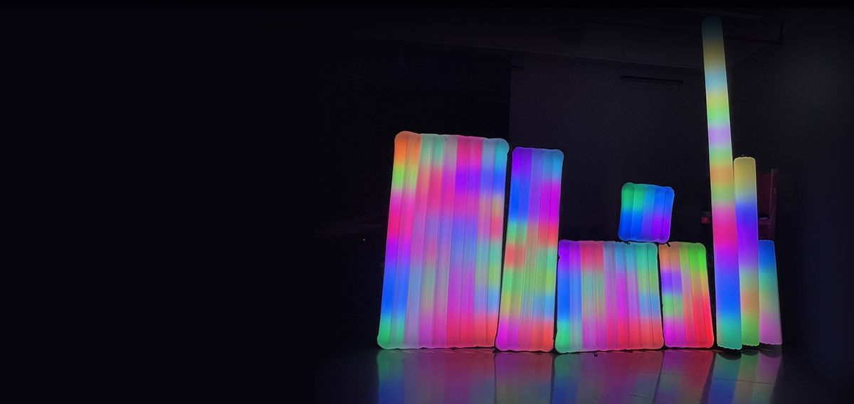 Air Lux II inflatable fixtures glowing in full colour